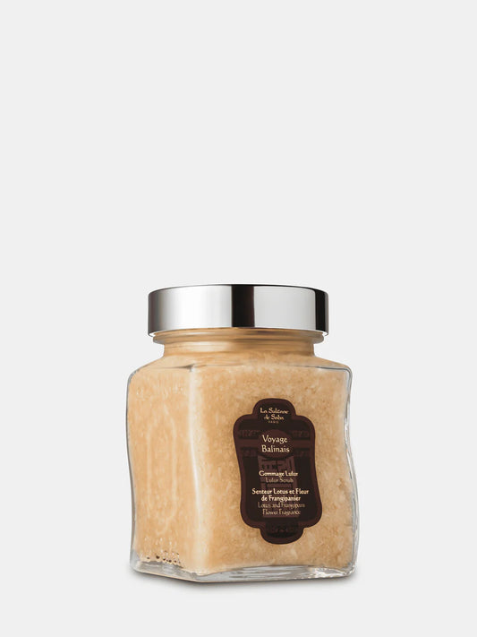  La Sultane de Saba exfoliating scrub – luxurious body scrub enriched with natural ingredients for deep cleansing, smoothing, and nourishing the skin.